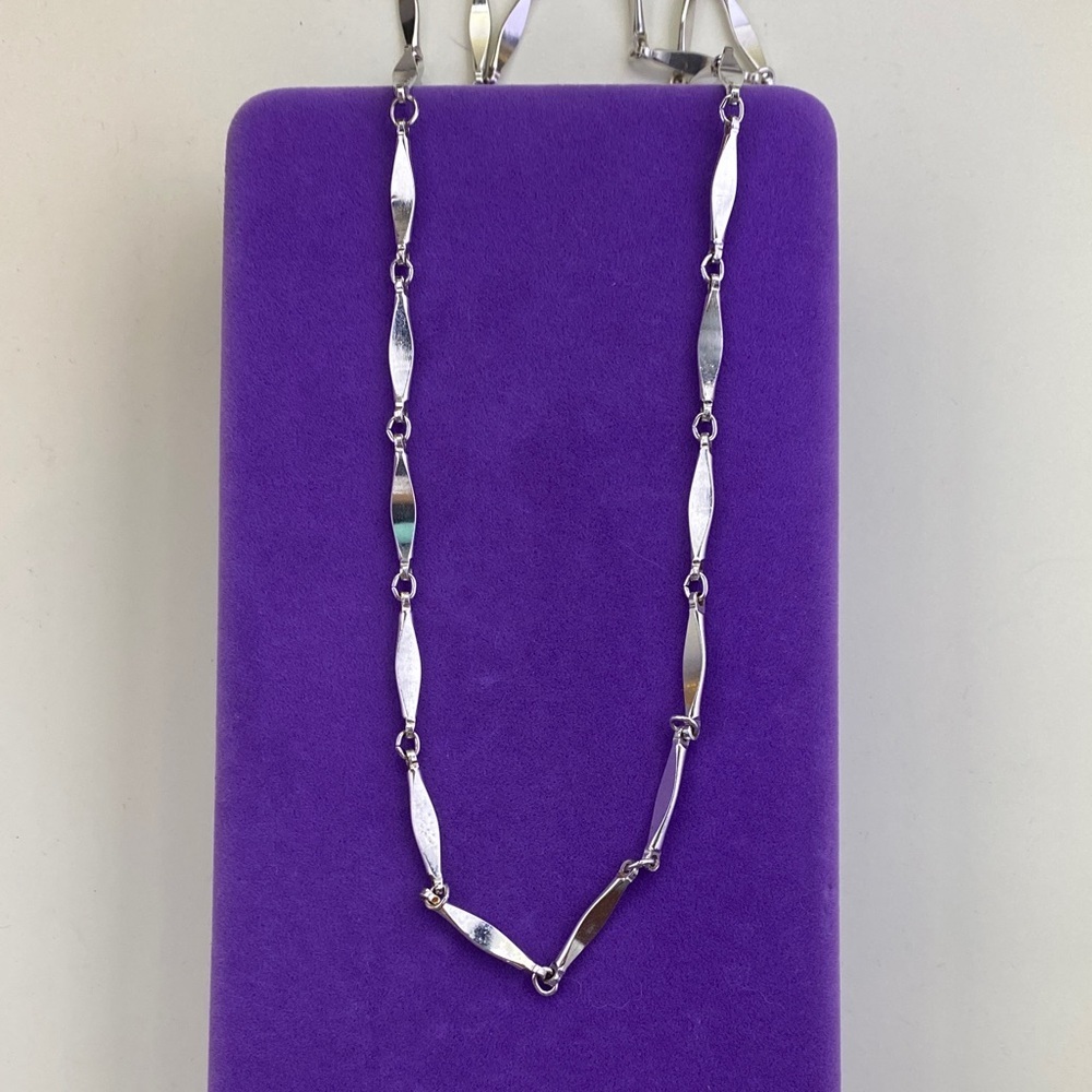 💛 Vintage Sarah Coventry Silver Link Necklace | Chic Modernist Design - Picture 1 of 4